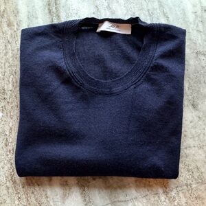 MR P 100% CASHMERE CREWNECK SWEATER PORTER NAVY BLUE THIN LIGHTWEIGHT M $500